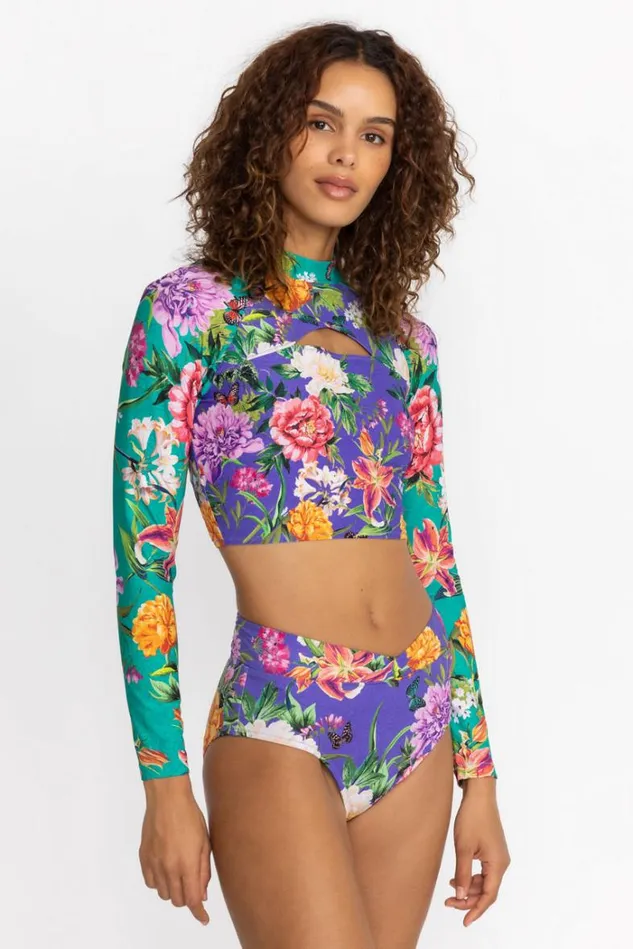 Women PEACOCK GOZA CUTOUT CROP SURF SHIRT Peacock Goza Johnny Was Swim and Resort Women PEACOCK GOZA CUTOUT CROP SURF SHIRT Peacock Goza Johnny Was Swim and Resort