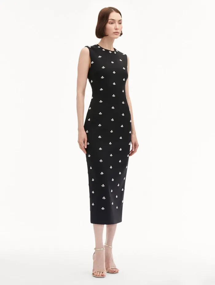 Women Pearl Cabochon Cocktail Dress Black Oscar De La Renta Dresses Women Pearl Cabochon Cocktail Dress Black Oscar De La Renta Dresses