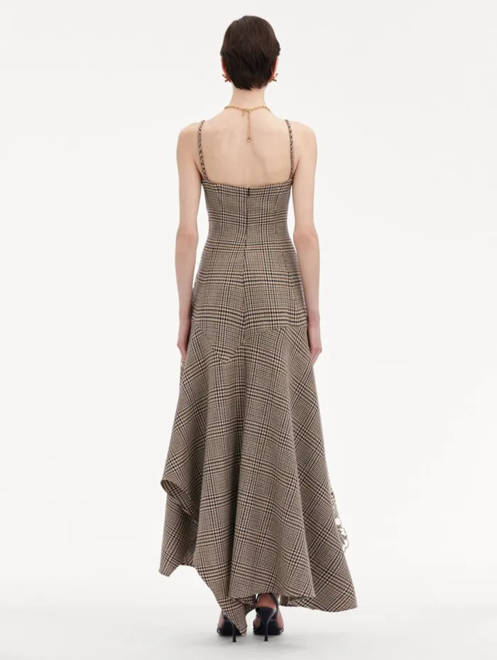 Women Peony Guipure Appliqu Plaid VNeck Dress Cocoa Multi Oscar De La Renta Dresses Women Peony Guipure Appliqu Plaid VNeck Dress Cocoa Multi Oscar De La Renta Dresses