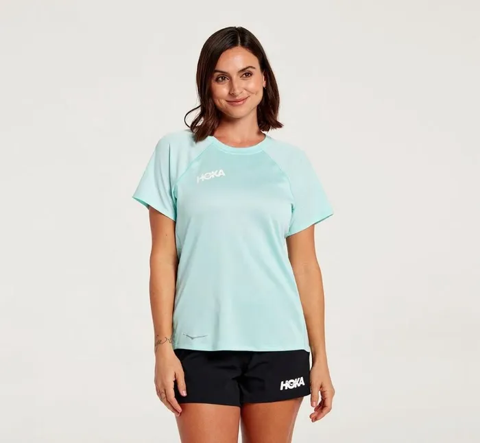 Women Performance Short Sleeve Blue Tint HOKA ONE ONE Tops