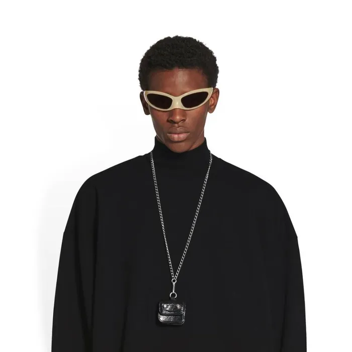 Women Phone Accessories and Keyrings Balenciaga Le Cagole Flap Earpods With Chain In Black