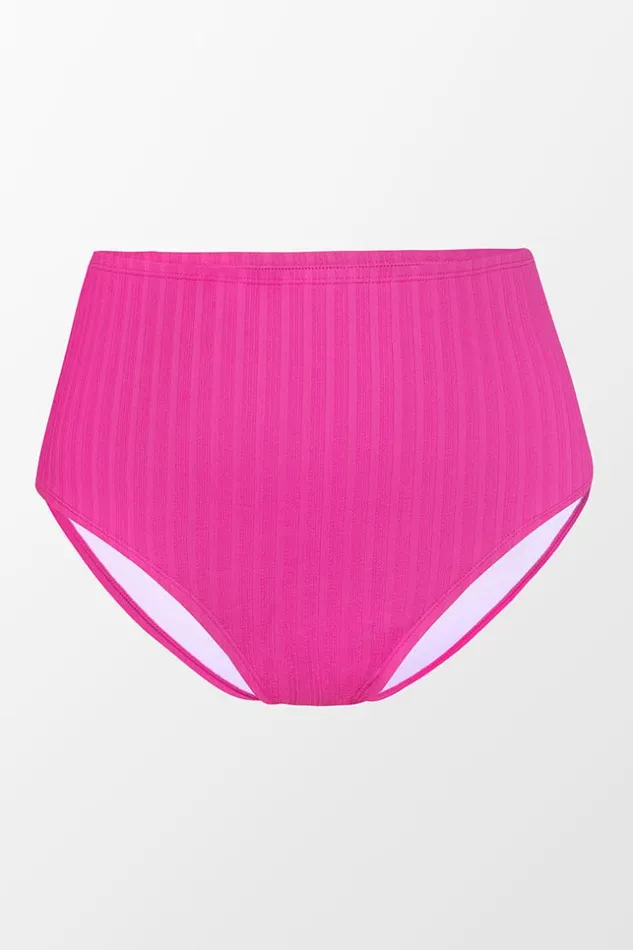 Women Plus Size and Curve Bikinis Cupshe Breezy Rib Classic High Waist Plus Size Bikini Bottom Pink