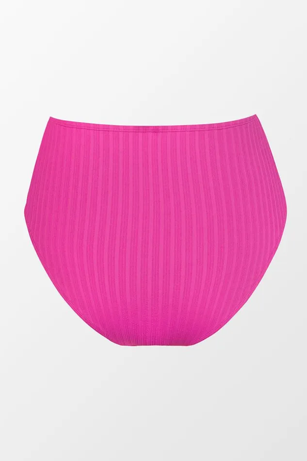 Women Plus Size and Curve Bikinis Cupshe Breezy Rib Classic High Waist Plus Size Bikini Bottom Pink