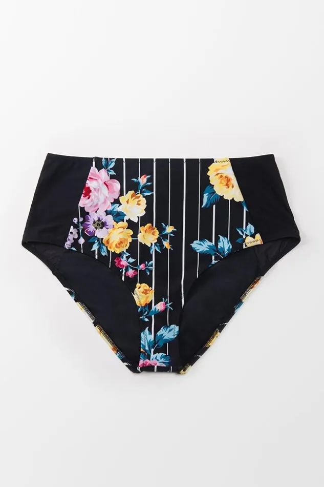 Women Plus Size and Curve Bikinis Cupshe Catherine Floral High Waisted Plus Size Bikini Bottom Multicolor