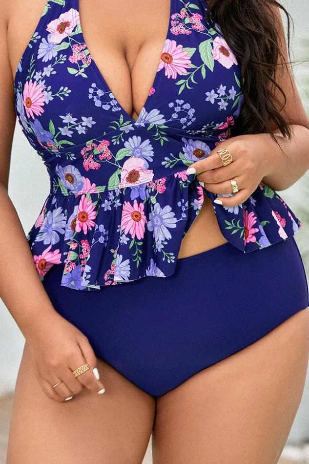 Women Plus Size and Curve Bikinis Cupshe Lainey Solid Plus Size Bikini Bottom Purple