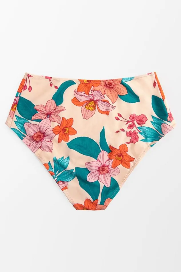 Women Plus Size and Curve Bikinis Cupshe Lucy Floral High Waisted Plus Size Bikini Bottom Multicolor
