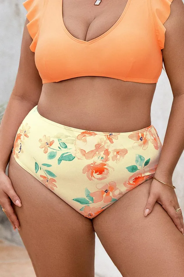 Women Plus Size and Curve Bikinis Cupshe Relaxing Flowers High Waist Plus Size Bikini Bottom Multicolor Women Plus Size and Curve Bikinis Cupshe Relaxing Flowers High Waist Plus Size Bikini Bottom Multicolor
