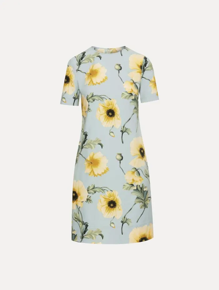 Women Poppy Cotton Poplin Shift Dress Sage Yellow Oscar De La Renta Dresses