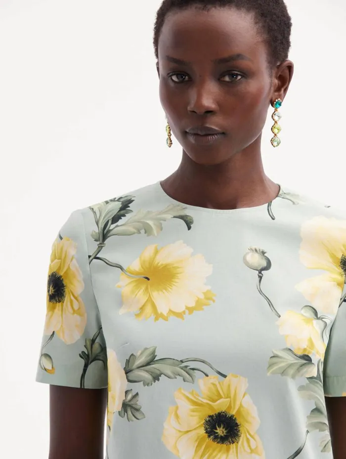 Women Poppy Cotton Poplin Shift Dress Sage Yellow Oscar De La Renta Dresses Women Poppy Cotton Poplin Shift Dress Sage Yellow Oscar De La Renta Dresses