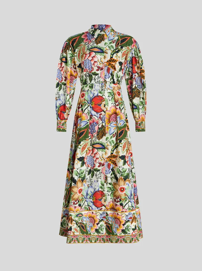 Women Printed Cotton Shirt Dress Etro Dresses