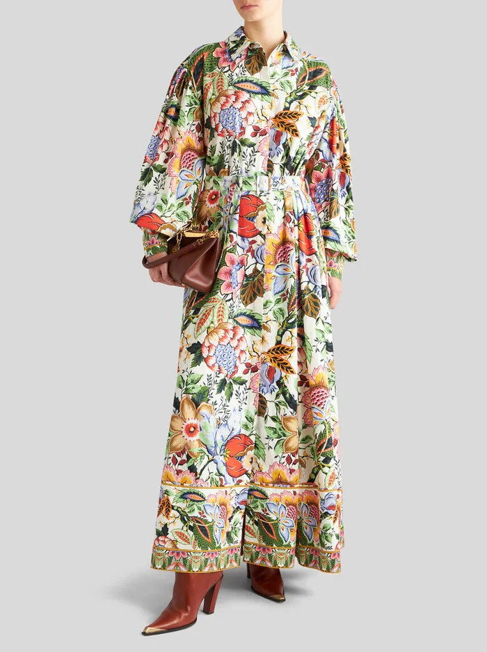 Women Printed Cotton Shirt Dress Etro Dresses
