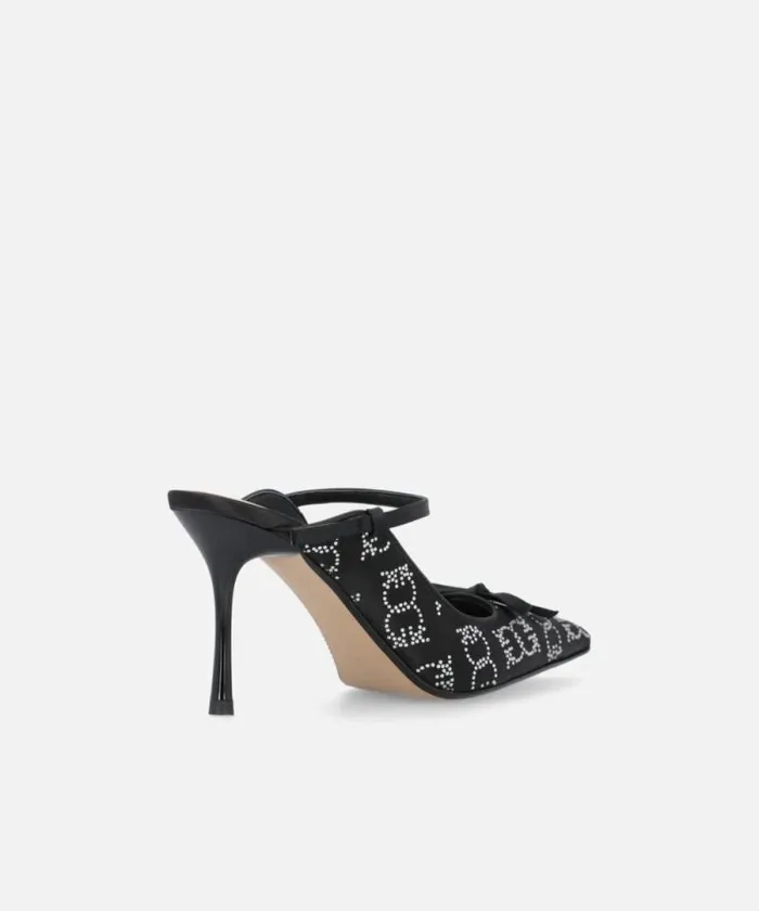 Women Pumps Pinko Rhinestoned Satin Slipons With Heel Limo Black Women Pumps Pinko Rhinestoned Satin Slipons With Heel Limo Black
