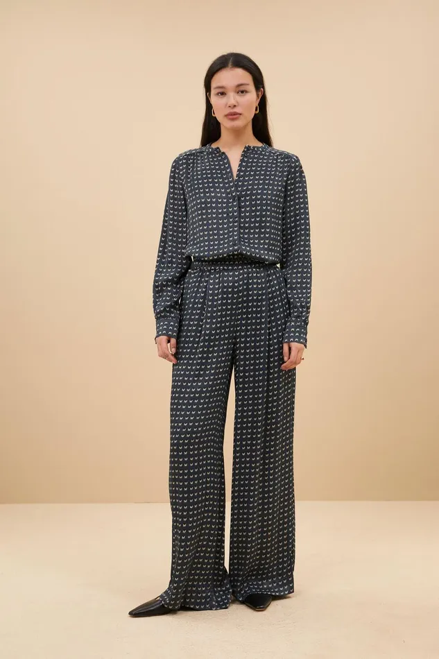 Women Ribbe Rastre Blouse Rastre Print Bybar Blouses