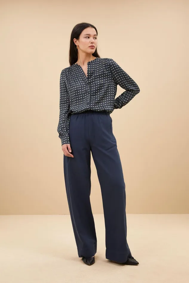 Women Ribbe Rastre Blouse Rastre Print Bybar Blouses