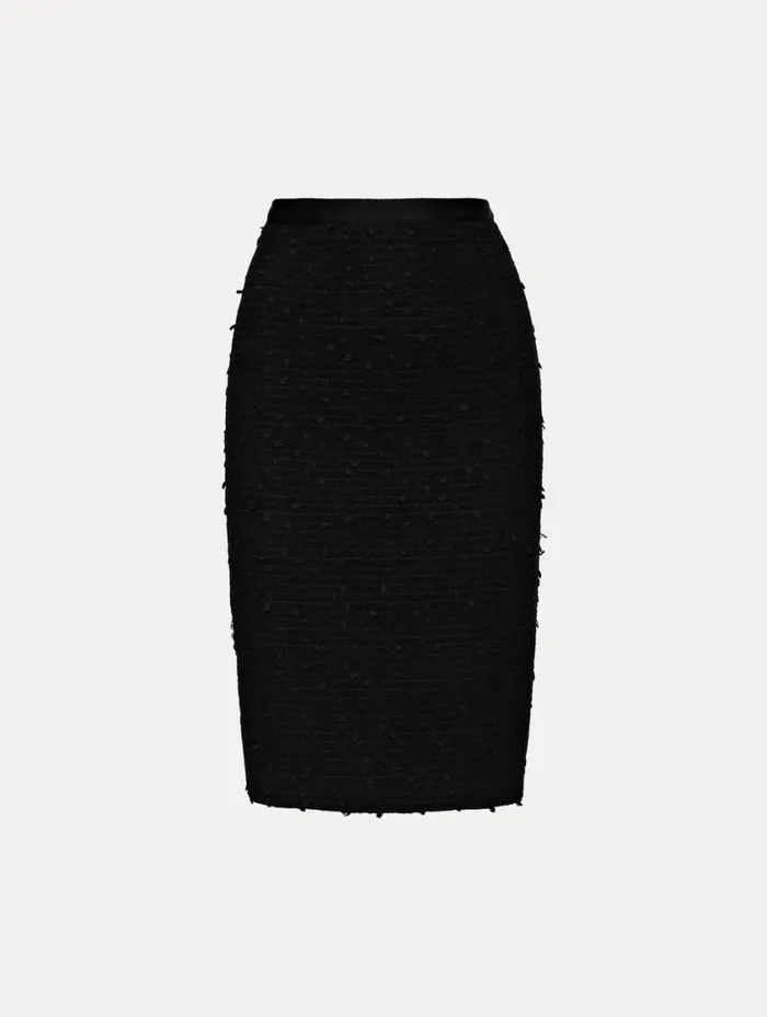 Women Ribbon Tweed Pencil Skirt Black Oscar De La Renta Pants and Skirts