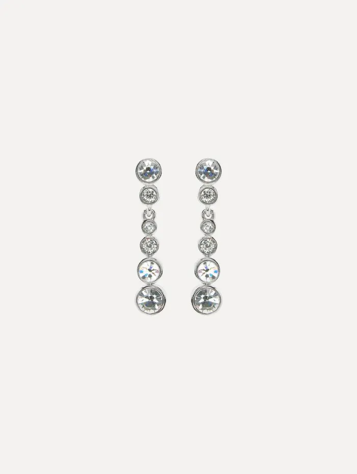 Women Round Stone Drop ClipOn Earrings Crystal Oscar De La Renta Earrings