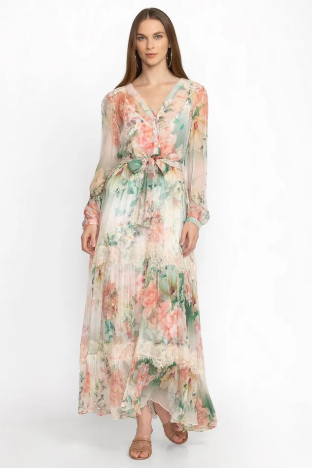Women RUKSANA SILK MAXI DRESS Ruksana Johnny Was Dresses
