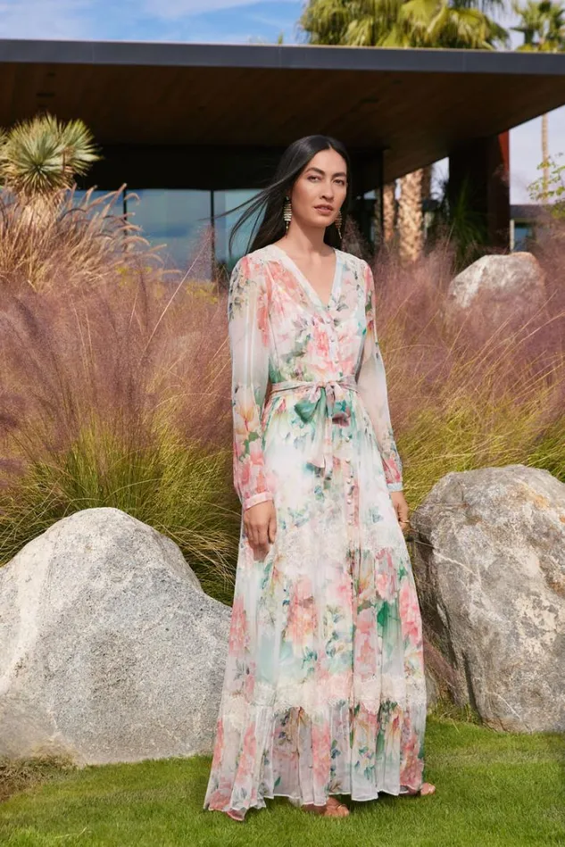 Women RUKSANA SILK MAXI DRESS Ruksana Johnny Was Dresses Women RUKSANA SILK MAXI DRESS Ruksana Johnny Was Dresses