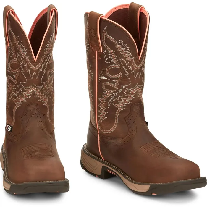 WOMEN Rush 11034 Composite Toe Waterproof Work Boot Rural Chocolate Justin Boots Work