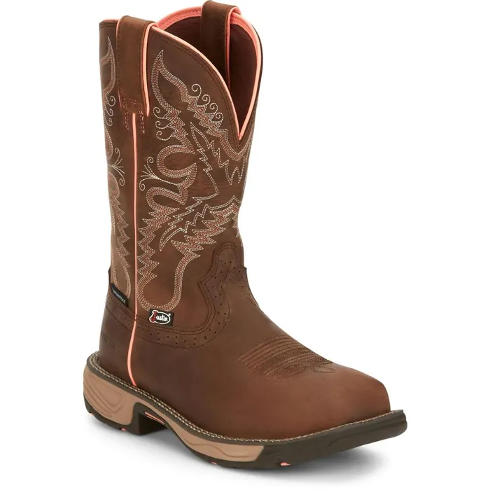 WOMEN Rush 11034 Composite Toe Waterproof Work Boot Rural Chocolate Justin Boots Work