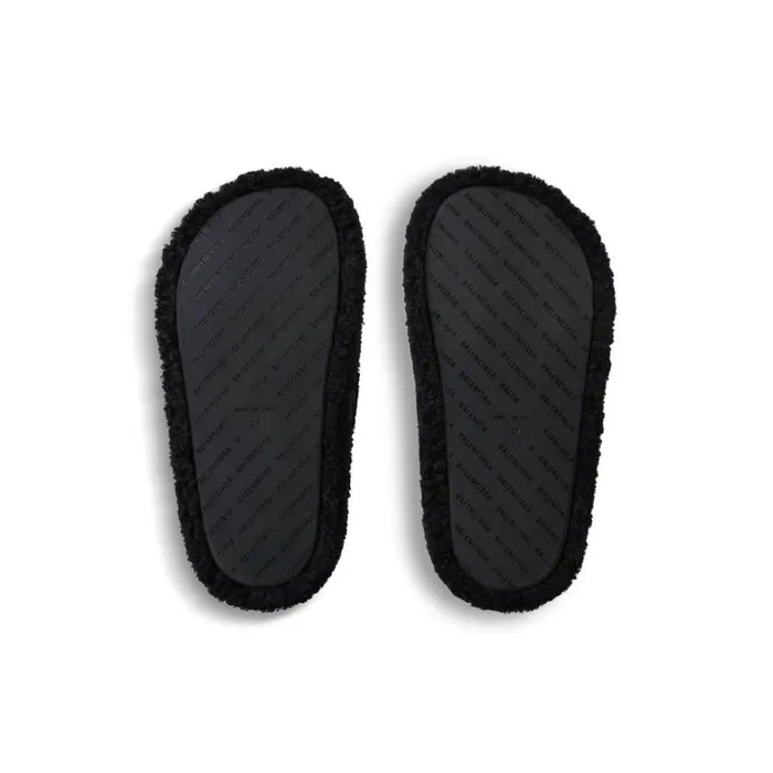 Women Sandals and Mules Balenciaga Furry Platform Sandal In Black