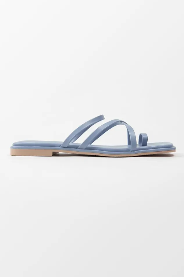 Women Sandals Cupshe Cabana Party Blue Strappy Thong Sandals Blue