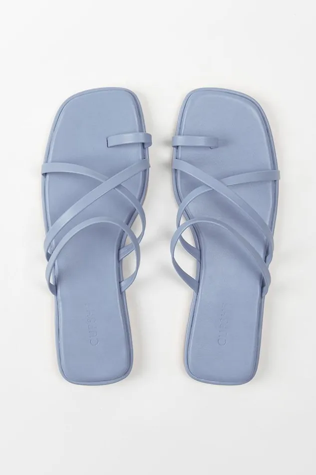 Women Sandals Cupshe Cabana Party Blue Strappy Thong Sandals Blue