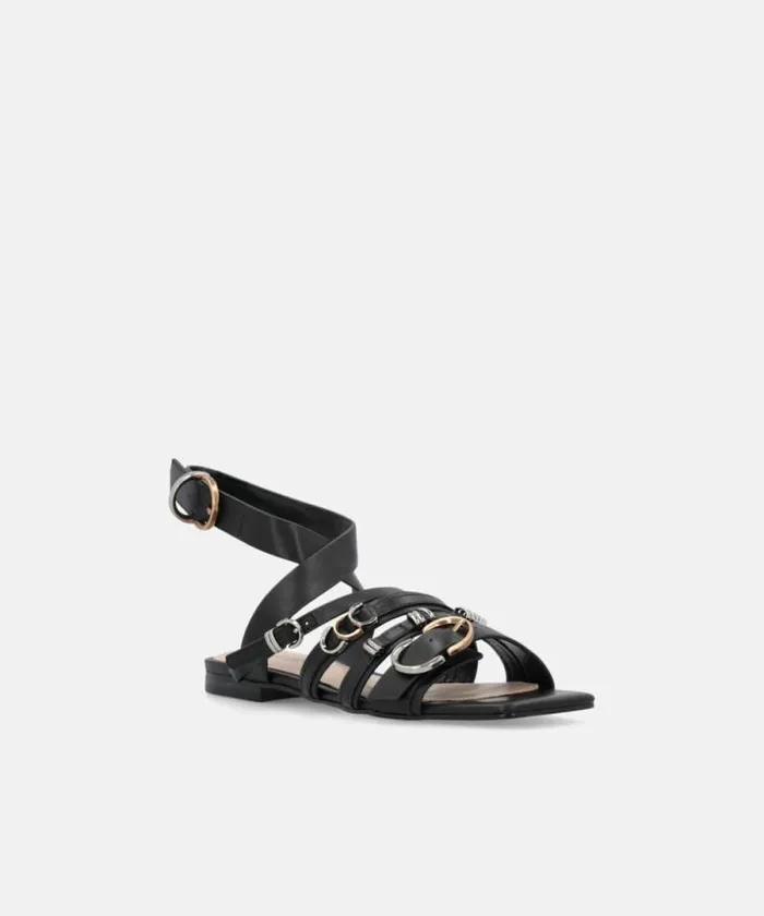 Women Sandals Pinko Sandals With Woven Straps And Metal Details Limo Black Women Sandals Pinko Sandals With Woven Straps And Metal Details Limo Black
