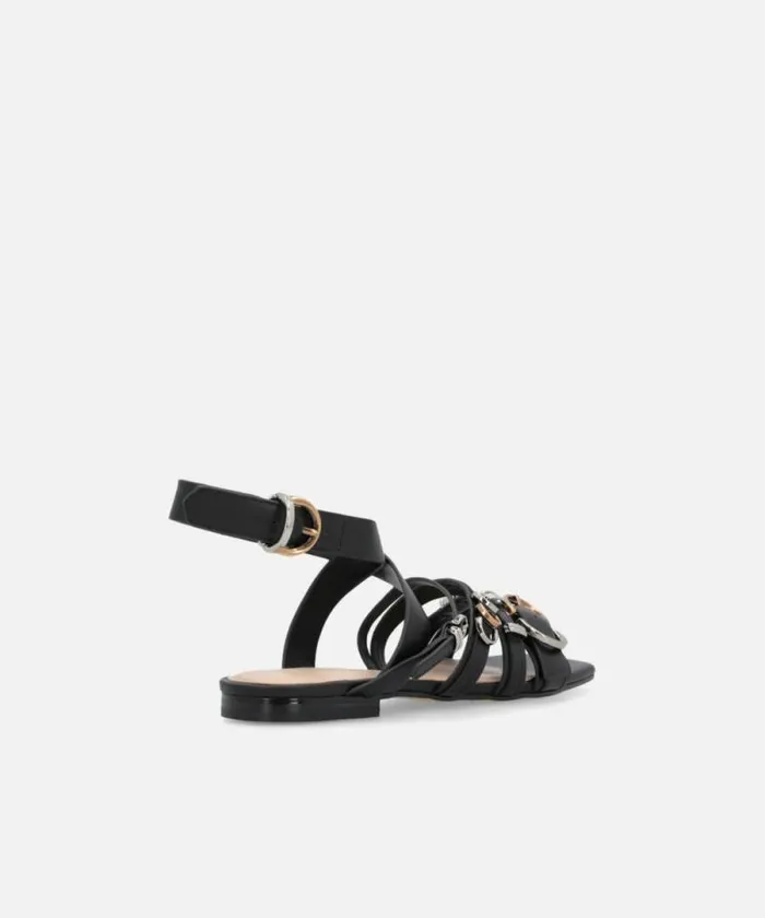 Women Sandals Pinko Sandals With Woven Straps And Metal Details Limo Black Women Sandals Pinko Sandals With Woven Straps And Metal Details Limo Black
