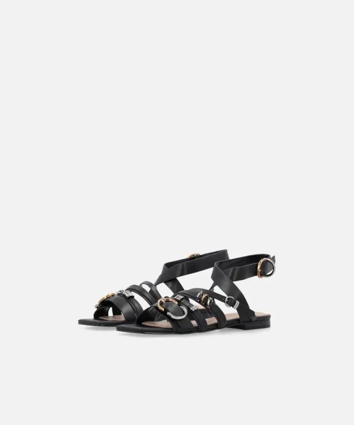 Women Sandals Pinko Sandals With Woven Straps And Metal Details Limo Black Women Sandals Pinko Sandals With Woven Straps And Metal Details Limo Black