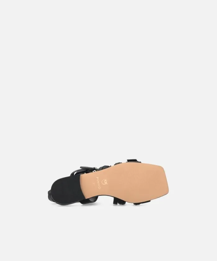 Women Sandals Pinko Sandals With Woven Straps And Metal Details Limo Black Women Sandals Pinko Sandals With Woven Straps And Metal Details Limo Black