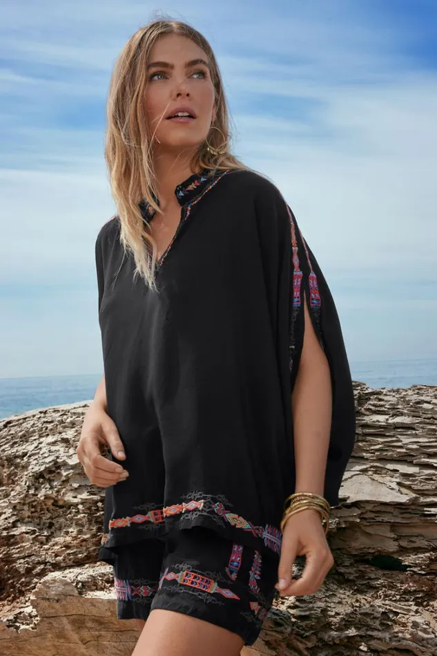 Women SASCHA PONCHO Black Johnny Was Tops Women SASCHA PONCHO Black Johnny Was Tops