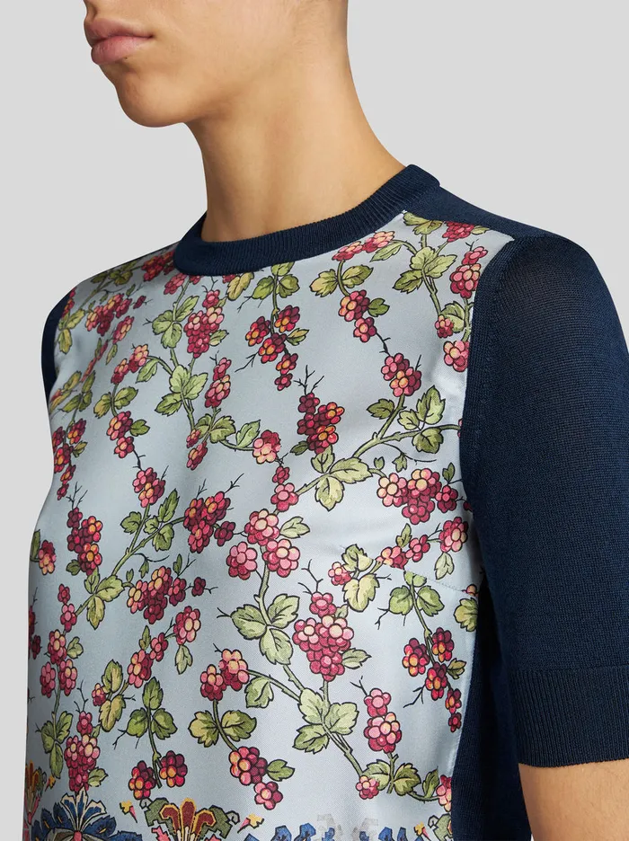 Women Scarf Print Knit TShirt Etro Knitwear