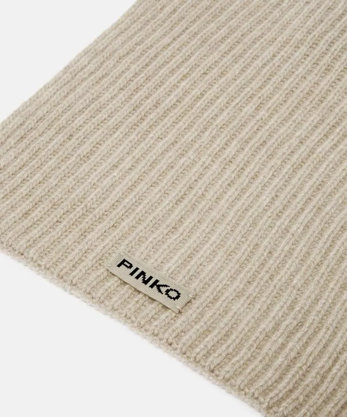 Women Scarves Pinko Ribbed Wool And Cashmere Scarf Beige 8211 Mole Grey Women Scarves Pinko Ribbed Wool And Cashmere Scarf Beige 8211 Mole Grey