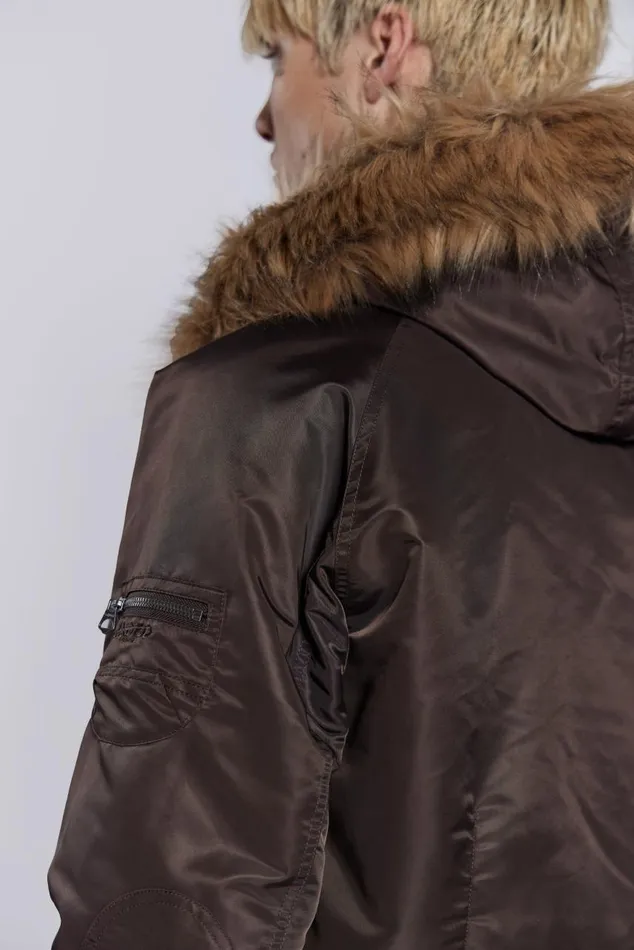 Women Schott Brown MA1 Hooded Bomber Jacket Jaded London Outerwear