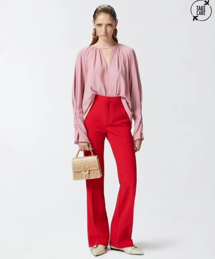 Women Shirts And Blouses Pinko Flowing Vneck Blouse Pinkpolignac
