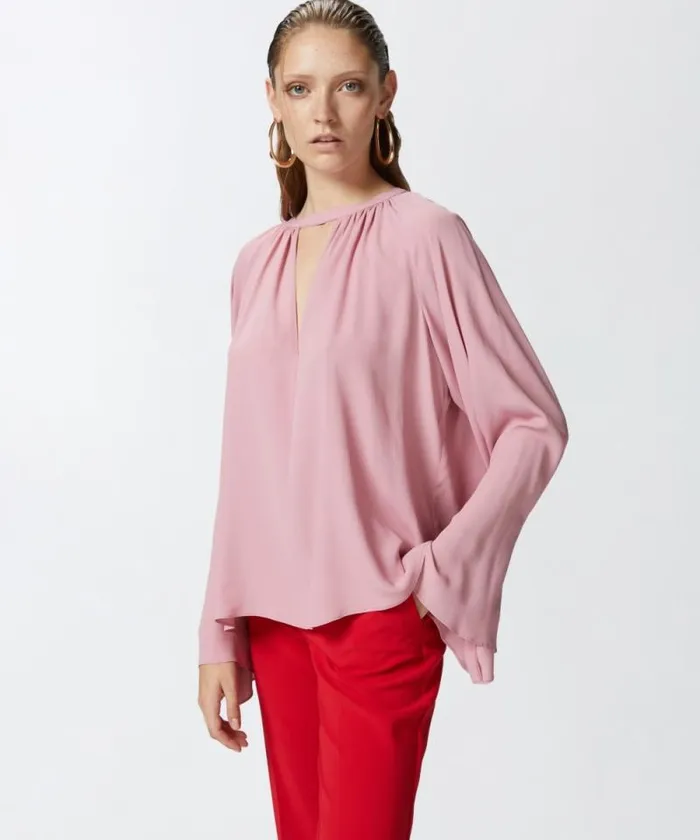 Women Shirts And Blouses Pinko Flowing Vneck Blouse Pinkpolignac Women Shirts And Blouses Pinko Flowing Vneck Blouse Pinkpolignac