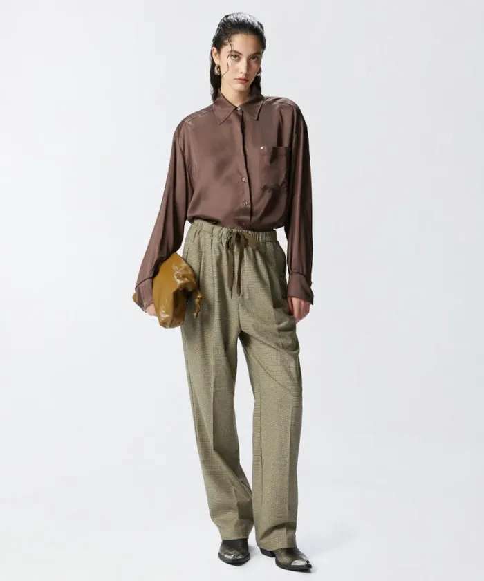 Women Shirts And Blouses Pinko Glossy Shirt With Plunging Neckline Brownafrica Earth Women Shirts And Blouses Pinko Glossy Shirt With Plunging Neckline Brownafrica Earth