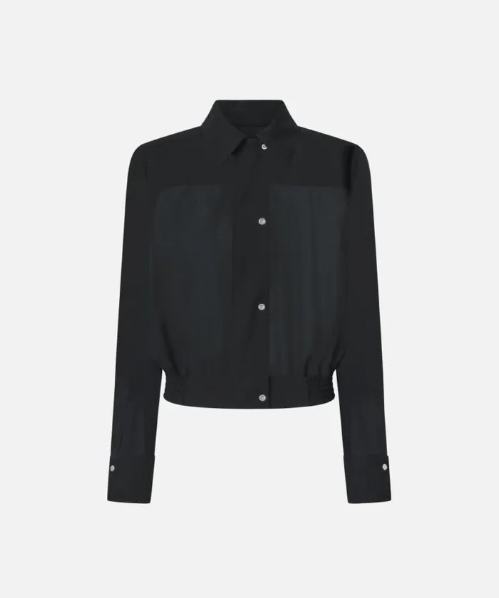 Women Shirts And Blouses Pinko Lightweight Bomberstyle Georgette Shirt Limo Black Women Shirts And Blouses Pinko Lightweight Bomberstyle Georgette Shirt Limo Black