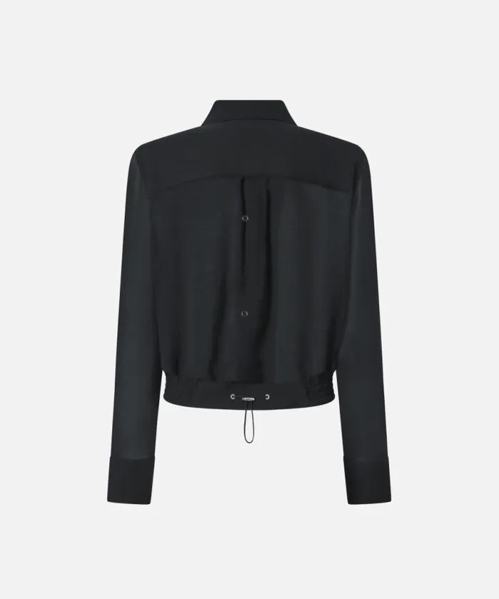Women Shirts And Blouses Pinko Lightweight Bomberstyle Georgette Shirt Limo Black Women Shirts And Blouses Pinko Lightweight Bomberstyle Georgette Shirt Limo Black