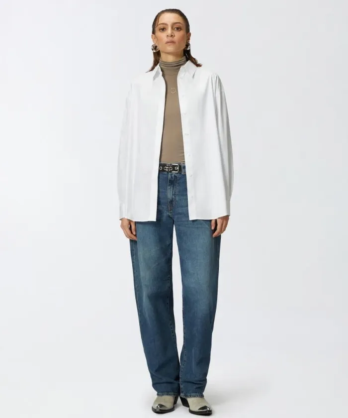 Women Shirts And Blouses Pinko Oversize Poplin Shirt Bright White Women Shirts And Blouses Pinko Oversize Poplin Shirt Bright White