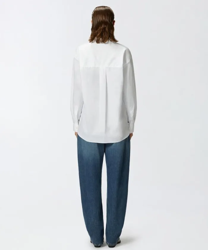 Women Shirts And Blouses Pinko Oversize Poplin Shirt Bright White Women Shirts And Blouses Pinko Oversize Poplin Shirt Bright White