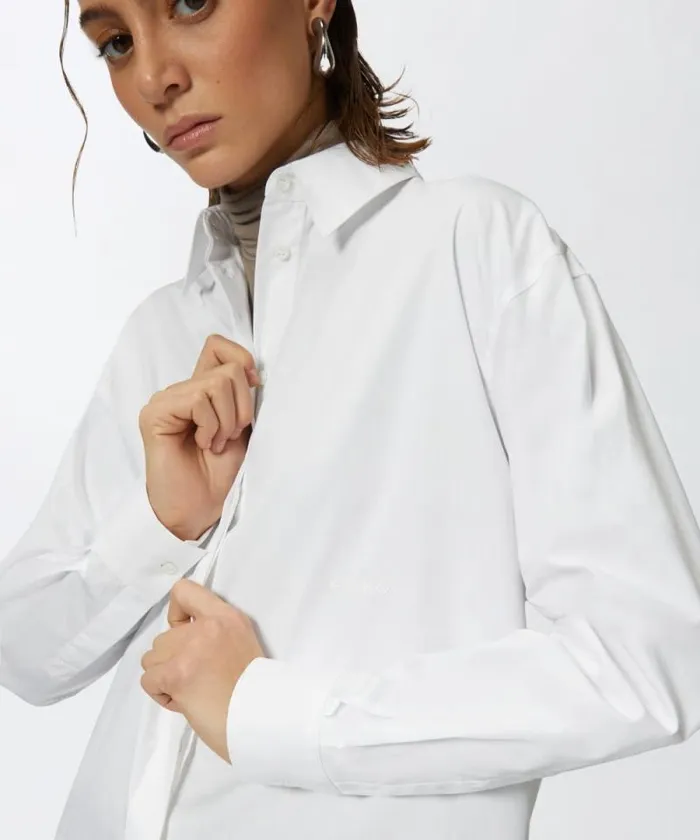 Women Shirts And Blouses Pinko Oversize Poplin Shirt Bright White Women Shirts And Blouses Pinko Oversize Poplin Shirt Bright White