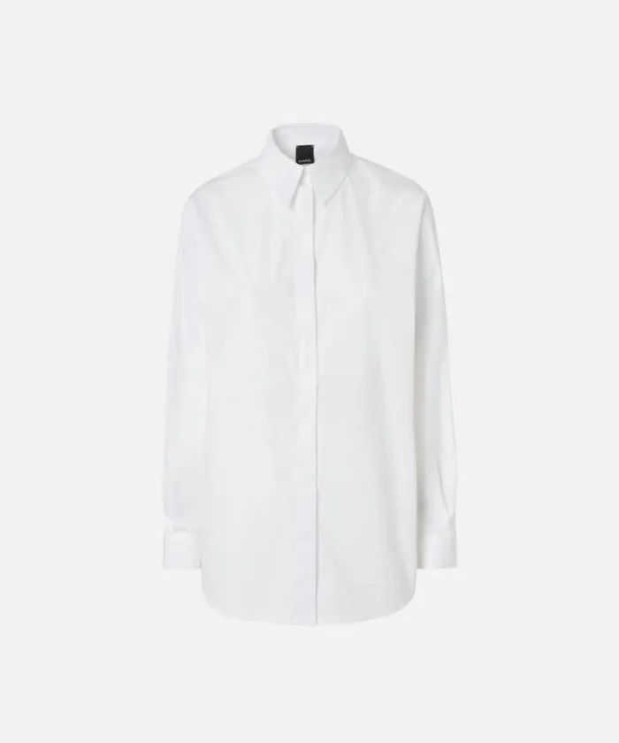 Women Shirts And Blouses Pinko Oversize Poplin Shirt Bright White Women Shirts And Blouses Pinko Oversize Poplin Shirt Bright White