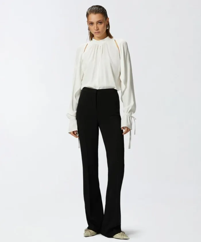 Women Shirts And Blouses Pinko Silkblend Blouse With Ruffled Sleeves Vanilla Icecream White Women Shirts And Blouses Pinko Silkblend Blouse With Ruffled Sleeves Vanilla Icecream White