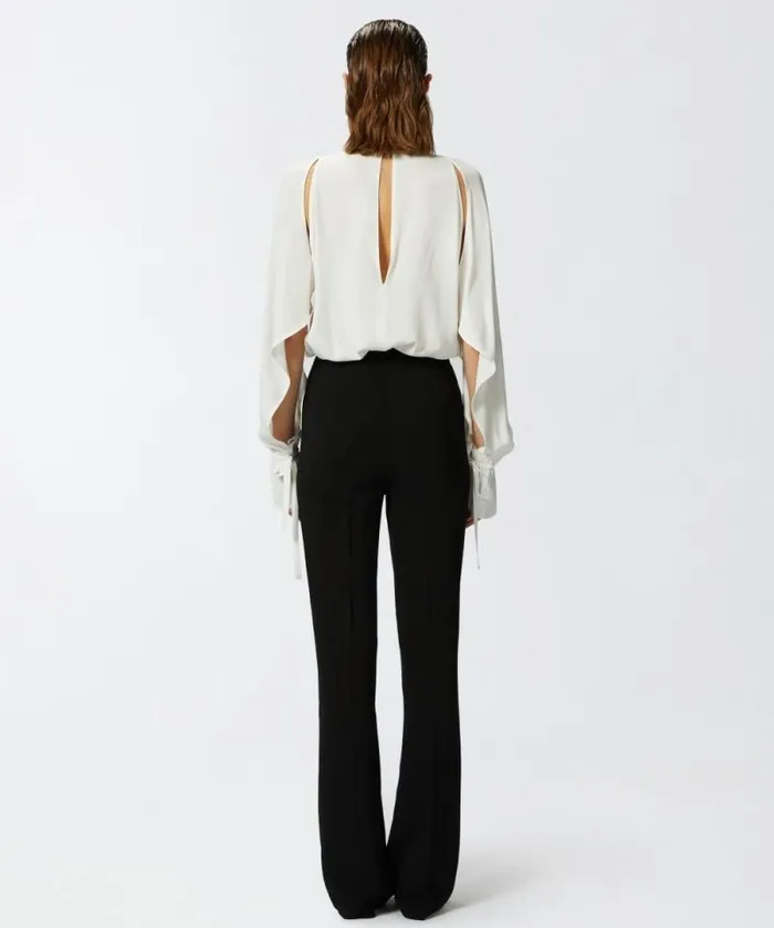 Women Shirts And Blouses Pinko Silkblend Blouse With Ruffled Sleeves Vanilla Icecream White Women Shirts And Blouses Pinko Silkblend Blouse With Ruffled Sleeves Vanilla Icecream White