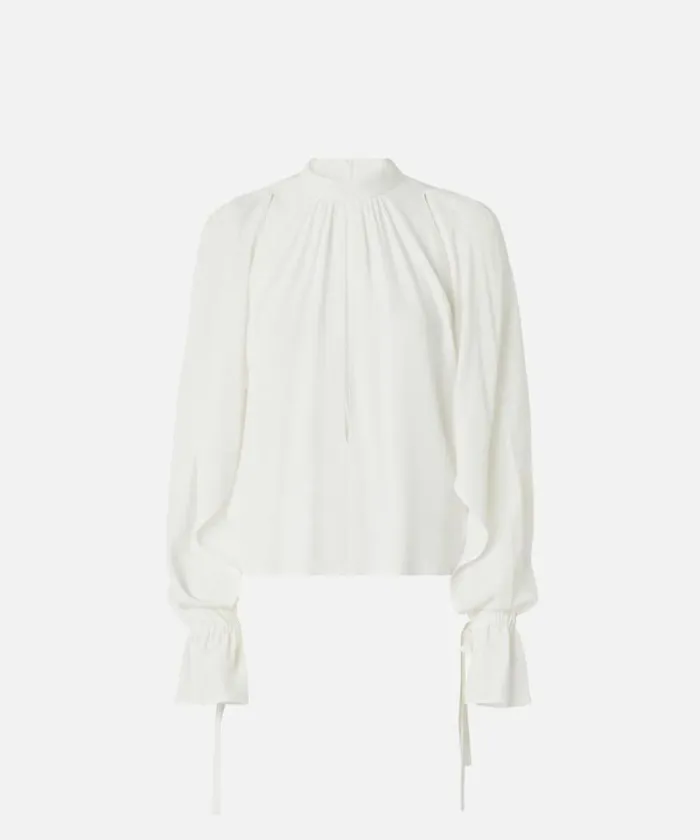 Women Shirts And Blouses Pinko Silkblend Blouse With Ruffled Sleeves Vanilla Icecream White Women Shirts And Blouses Pinko Silkblend Blouse With Ruffled Sleeves Vanilla Icecream White