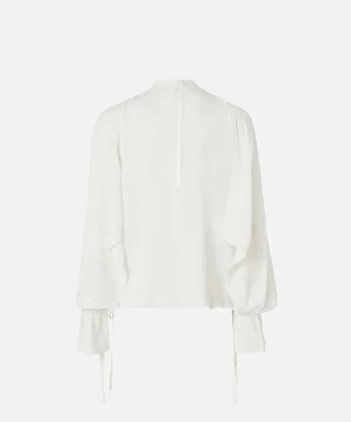 Women Shirts And Blouses Pinko Silkblend Blouse With Ruffled Sleeves Vanilla Icecream White Women Shirts And Blouses Pinko Silkblend Blouse With Ruffled Sleeves Vanilla Icecream White