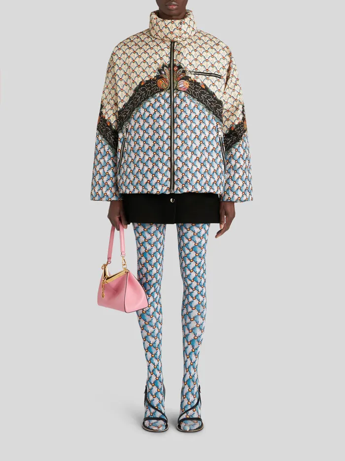 Women Short Down Jacket With Print Etro Coats And Outerwear