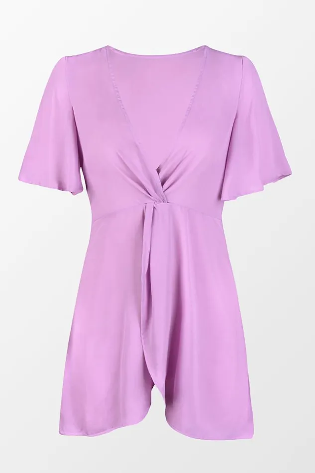 Women Short Dresses Cupshe Christa Plunge Bell Sleeve Zipper Short AShape Dress Purple